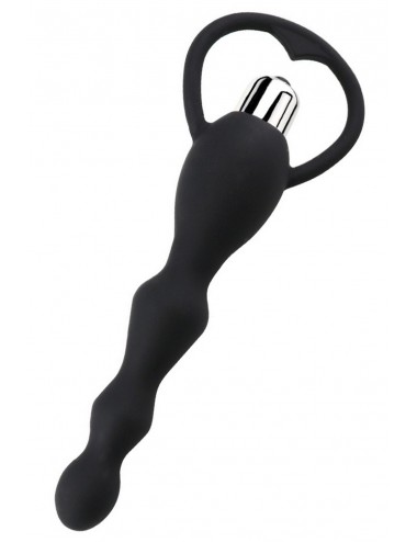 Sextoys - Godes & Plugs - Chapelet anal noir vibrant ondulé et avec poignée - Dreamy Toys