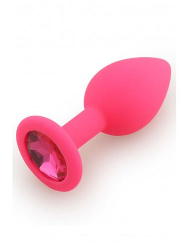 Sextoys - Godes & Plugs - Plug rose Medium en silicone médical avec bijou à facettes - Dreamy Toys