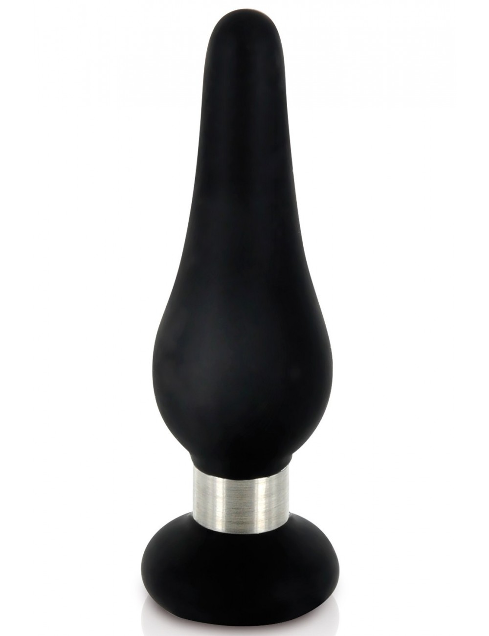 Sextoys - Godes & Plugs - Plug anal noir taille S de 10cm avec sa bague en métal - Plaisirs Secrets