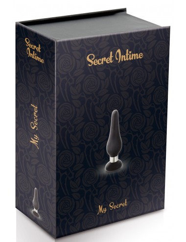 Sextoys - Godes & Plugs - Plug anal noir taille S de 10cm avec sa bague en métal - Plaisirs Secrets