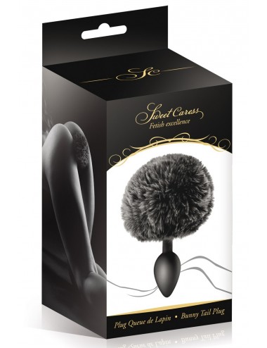 Sextoys - Godes & Plugs - Plug anal pompon noir en silicone Sweet Caress - Sweet Caress