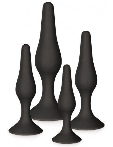 Sextoys - Godes & Plugs - Coffret 4 plugs plaisir anal noirs avec ventouses - CC5700900010 - Glamy
