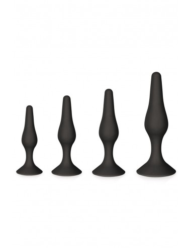 Sextoys - Godes & Plugs - Coffret 4 plugs plaisir anal noirs avec ventouses - CC5700900010 - Glamy