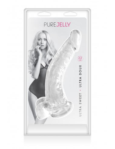 Sextoys - Godes & Plugs - Gode jelly courbe transparent ventouse taille xl 22cm - cc570126 - Pure Jelly
