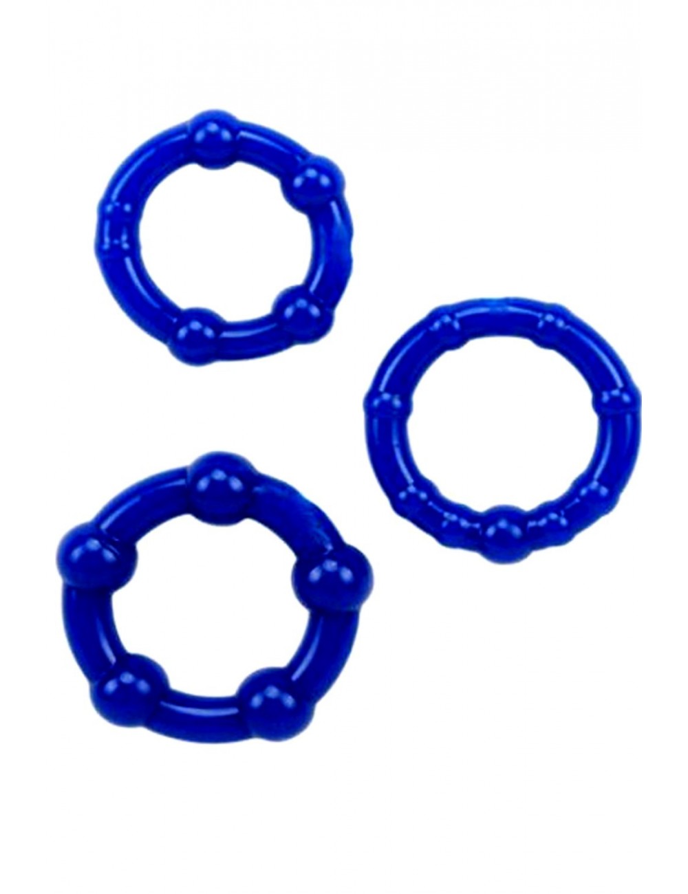 Sextoys - Anneaux, Cockring & Gaines - Pack 3 anneaux cockring bleus avec billes de stimulation - CR-COR005BLU - Dreamy Toys
