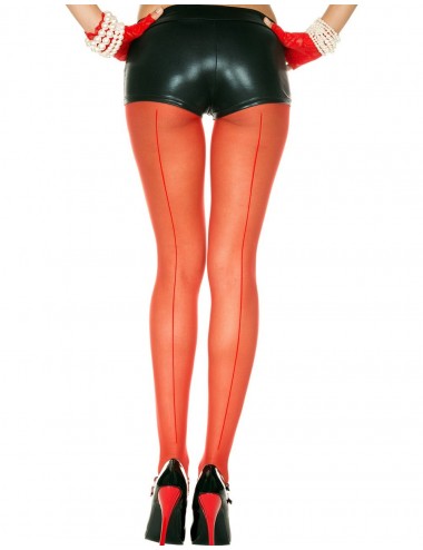 Lingerie - Collants - Collant rouge nylon coutures - MH820RED - Music Legs