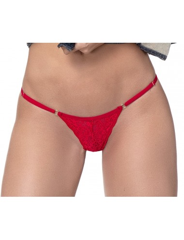 Lingerie - Boxers, strings, culottes - String sexy en dentelle rouge et l'arrière minimaliste - MAL107RED - Mapalé