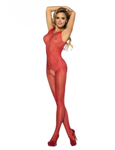 Lingerie - Combinaisons - Bodystocking sexy rouge avec large ouverture sur l'entrejambe Joyce - Anaïs