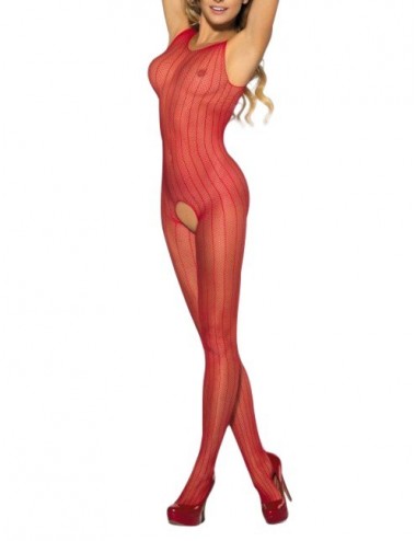 Lingerie - Combinaisons - Bodystocking sexy rouge avec large ouverture sur l'entrejambe joyce - Anaïs