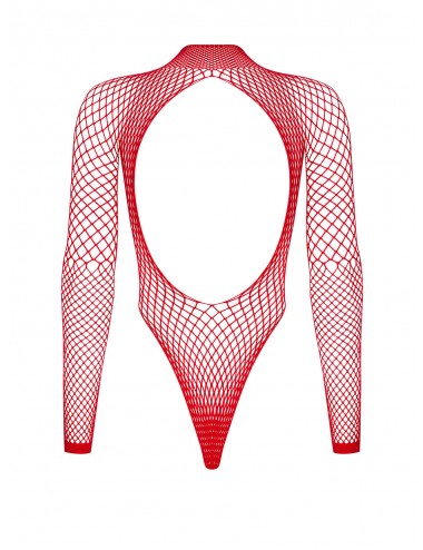 Lingerie - Bodys - Body maille rouge transparente et dos ouverte B126 - Obsessive