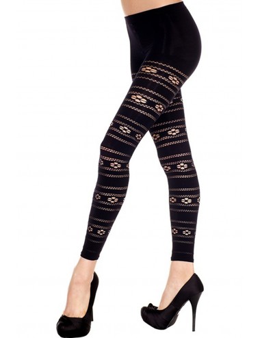 Lingerie - Leggings Sexy - Legging sexy en fin voile noir à motif floral - Music Legs