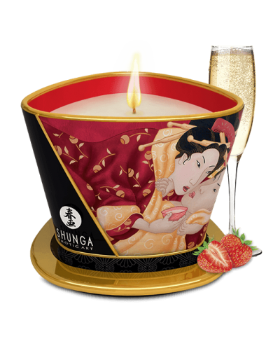 Bougie de massage lueur et caresses Romance Fraise pétillante - Bougies de massage - Shunga