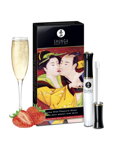 Gloss pour plaisir oral divin parfumé aux saveurs Vin pétillant fraise - Plaisirs Intimes - Shunga