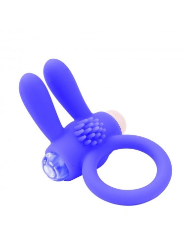 Sextoys - Anneaux, Cockring & Gaines - Anneau vibrant silicone picots bleu avec oreilles de lapin - COR-003BLU - Dreamy Toys