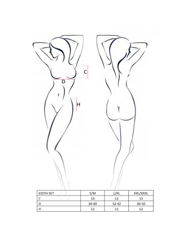 Lingerie - Ensembles de lingerie - Ensemble 3 pièces réalisée en dentelle et tissus opaque Edith Set Noir - S-M -