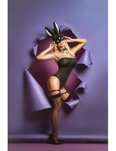 Lingerie - Costumes sexy - Costume 4 pièces avec les oreilles coquines et jarretelles bunny - Obsessive