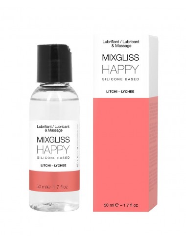 2 en 1 Lubrifiant et huile de massage silicone Mixgliss Happy Litchi 50 ML - MG2535