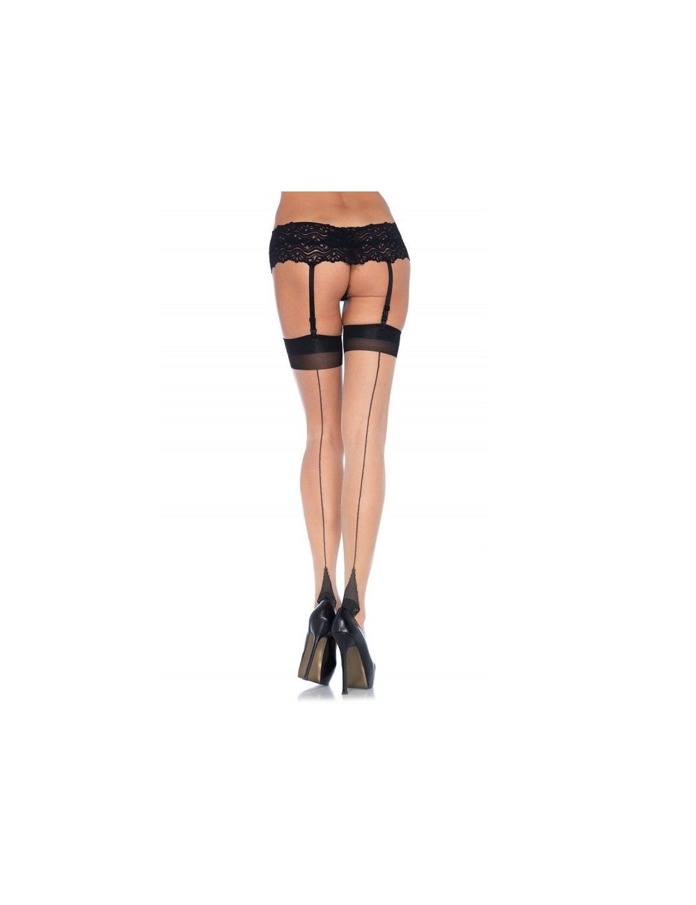 CUISSE HAUTE EN LYCRA SHEER 2 TONES AVEC DOS ET TALON CUBAIN