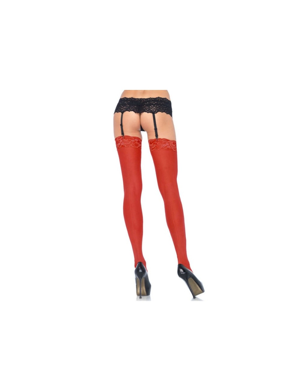 LEG AVENUE - BAS TRANSPARENTS AVEC COUTURE ARRIÈRE ROUGE