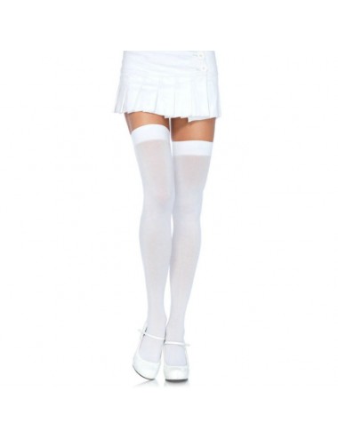 LEG AVENUE - CUISSES HAUTES EN NYLON BLANC