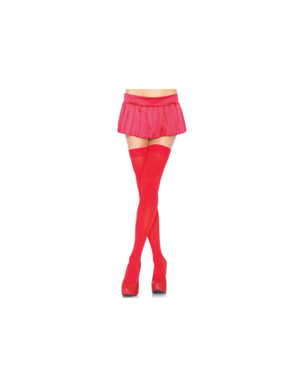 LEG AVENUE - CUISSES HAUTES EN NYLON ROUGE