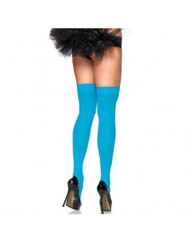 LEG AVENUE - CUISSES HAUTES EN NYLON BLEU