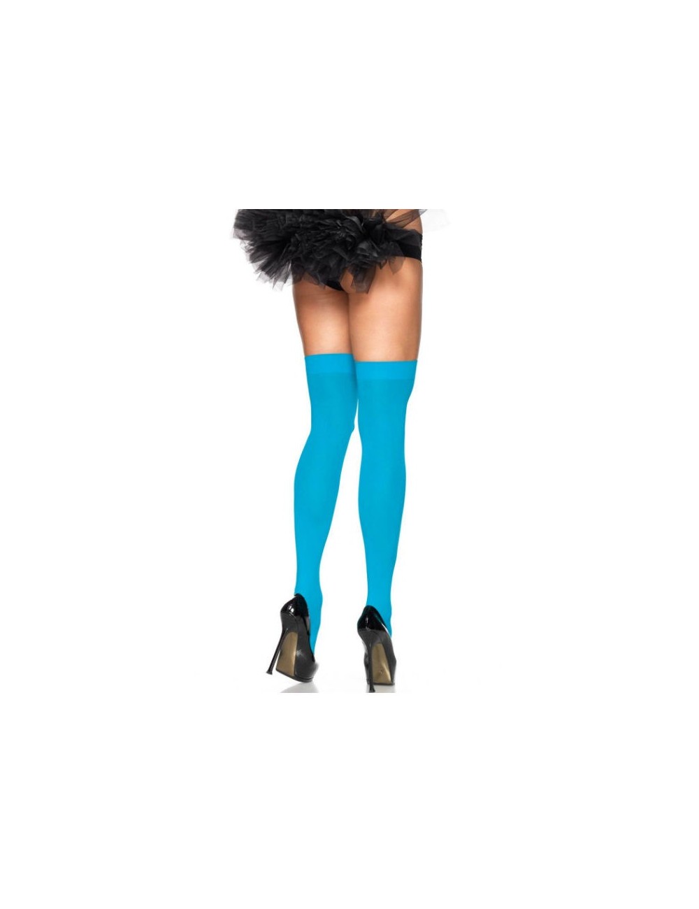 LEG AVENUE - CUISSES HAUTES EN NYLON BLEU LEG AVENUE - CUISSES HAUTES EN NYLON BLEU