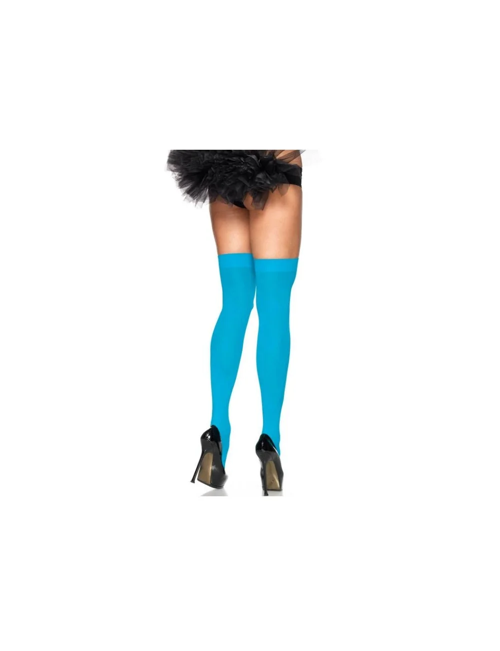 LEG AVENUE - CUISSES HAUTES EN NYLON BLEU LEG AVENUE - CUISSES HAUTES EN NYLON BLEU