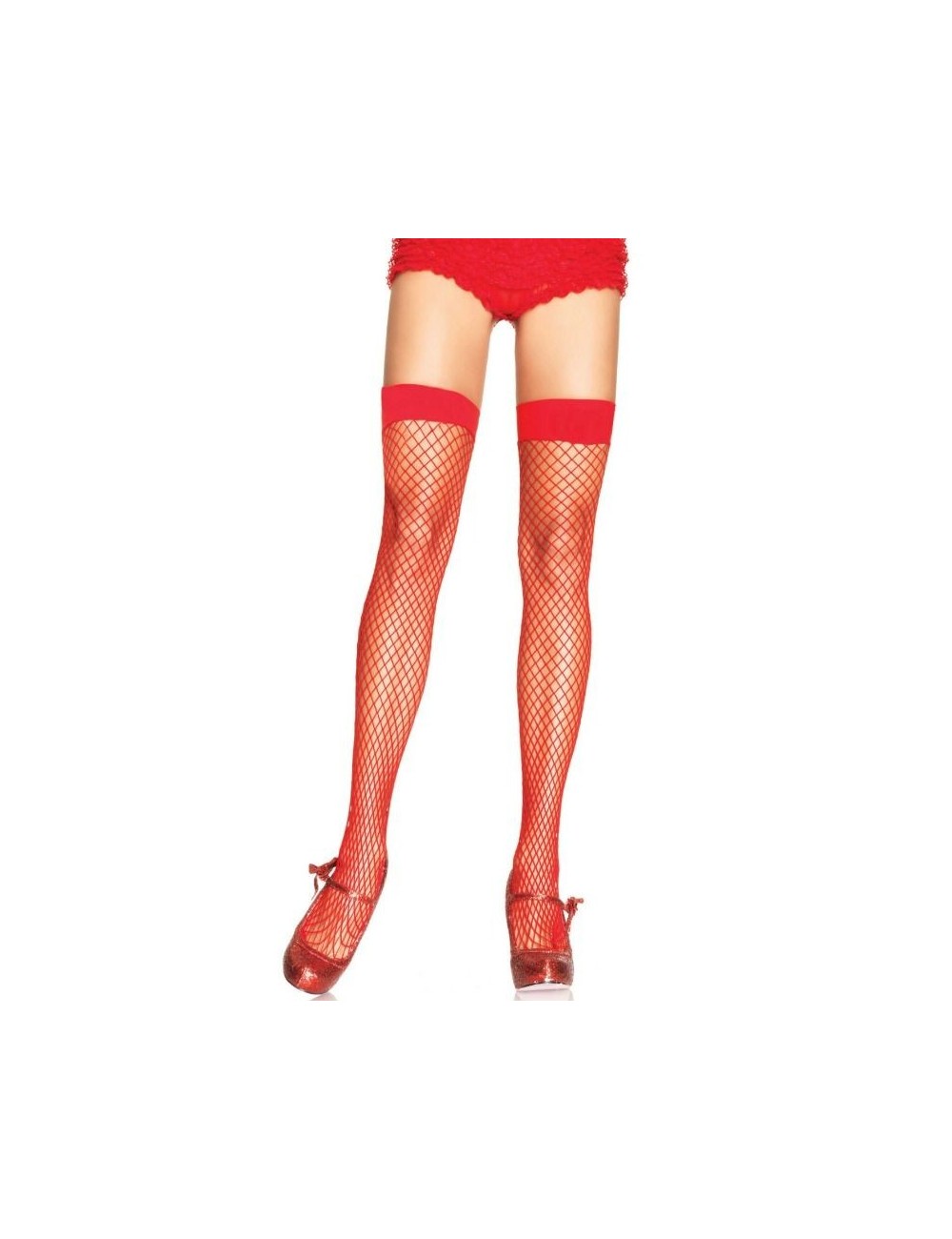 LEG AVENUE - CUISSES RÉSILLE ROUGE TAILLE UNIQUE