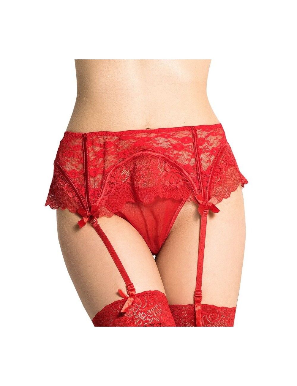 Lingerie - Ensembles de lingerie - Lingerie queen lingerie avec ceinture en dentelle - rouge s / m - Queen Lingerie