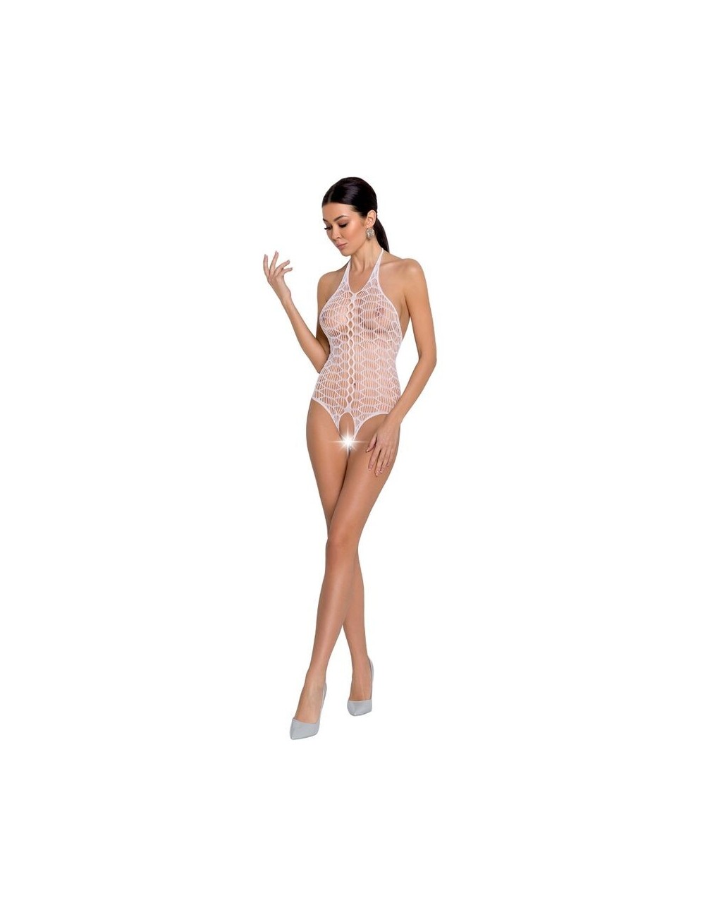 PASSION - FEMME BS087 BODYSTOCKING BLANC TAILLE UNIQUE