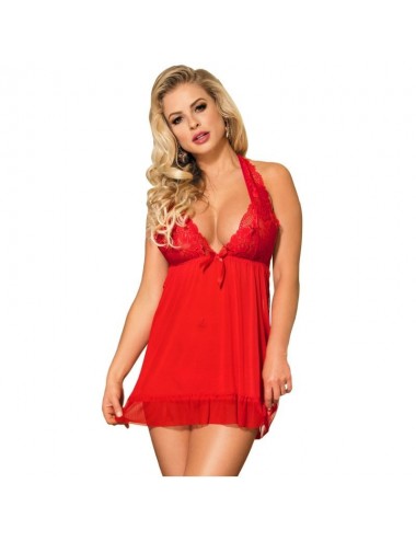 Lingerie - Nuisettes - Subblime red babydoll motifs floraux dans les seins s / m - Subblime Babydolls