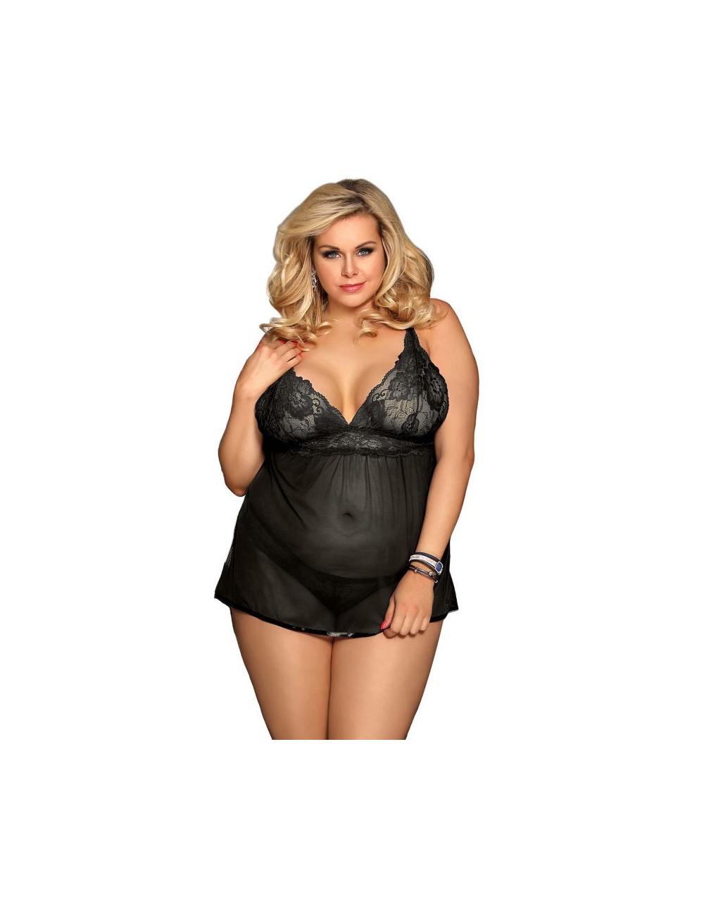 Lingerie - Nuisettes - Babydoll subblime queen plus dentelle poitrine - Subblime Queen Plus Size