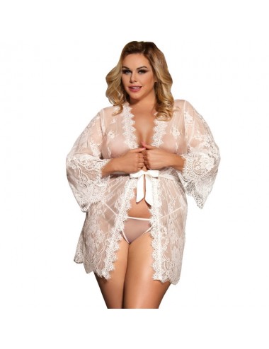 Lingerie - Ensembles de lingerie - Subblime queen plus manches ãvasães dentelle peignoir blanc - Subblime Queen Plus Size