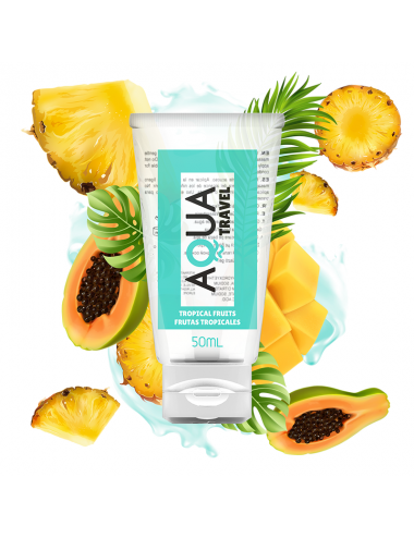 Sextoys - Lubrifiants - AQUA TRAVEL FLAVOUR LUBRIFIANT À BASE D'EAU FRUITS TROPICAUX - 50 ML - AQUA TRAVEL