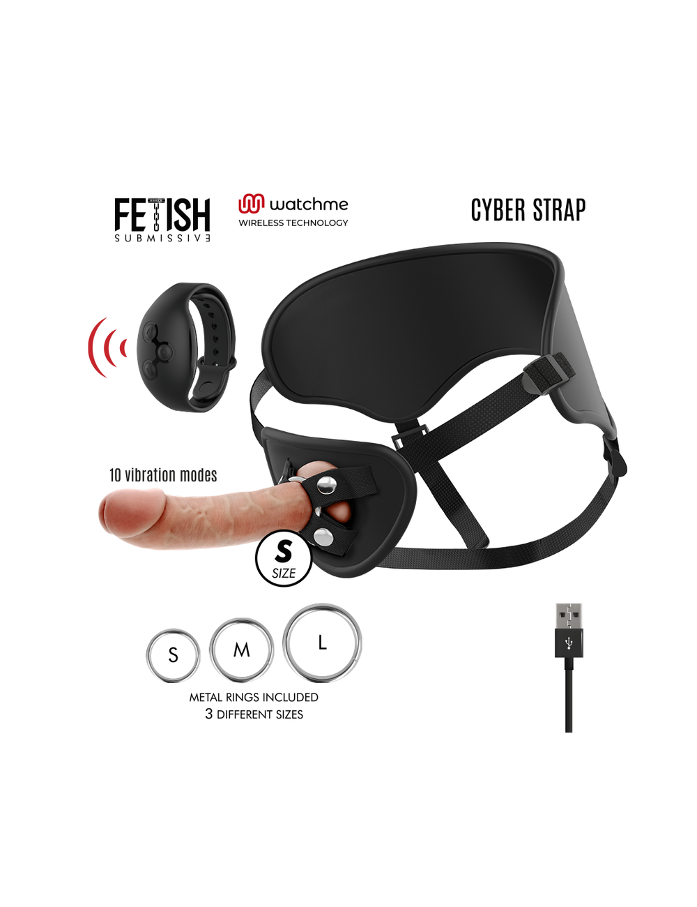 Sextoys - Accessoires - CYBER STRAP REMOTE CONTROL HARNESS WATCME TECHNOLOGY S - FETISH SUBMISSIVE CYBER STRAP