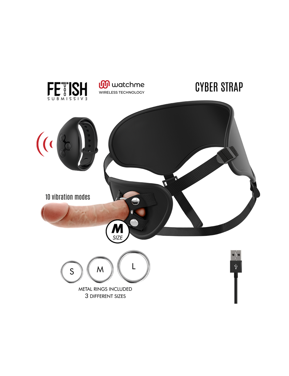 Sextoys - Godes & Plugs - CYBER STRAP REMOTE CONTROL HARNESS WATCME TECHNOLOGY M - FETISH SUBMISSIVE CYBER STRAP