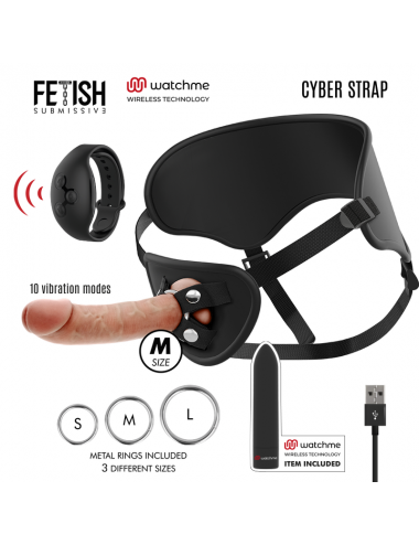 Sextoys - Accessoires - CYBER STRAP REMOTE CONTROL HARNESS AND VIBRATING BULLET WATCME TECHNOLOGY M - FETISH SUBMISSIVE CYBER...