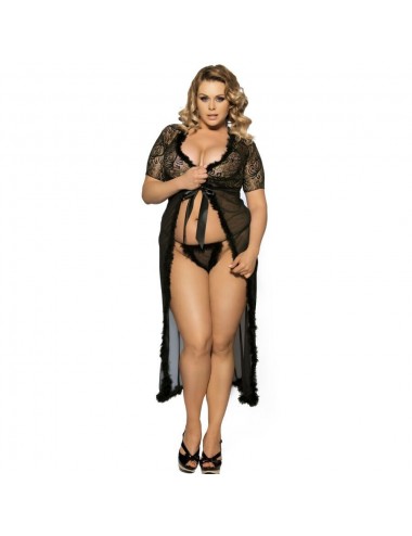 Lingerie - Robes et jupes sexy - LINGERIE QUEEN PEIGNOIR AVEC FURRY GRANDE TAILLE - Queen Lingerie