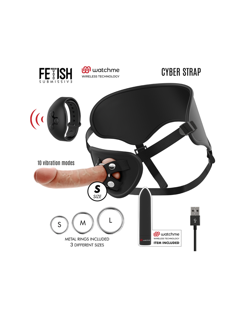 Sextoys - Accessoires - CYBER STRAP REMOTE CONTROL HARNESS AND VIBRATING BULLET WATCME TECHNOLOGY S - FETISH SUBMISSIVE CYBER...