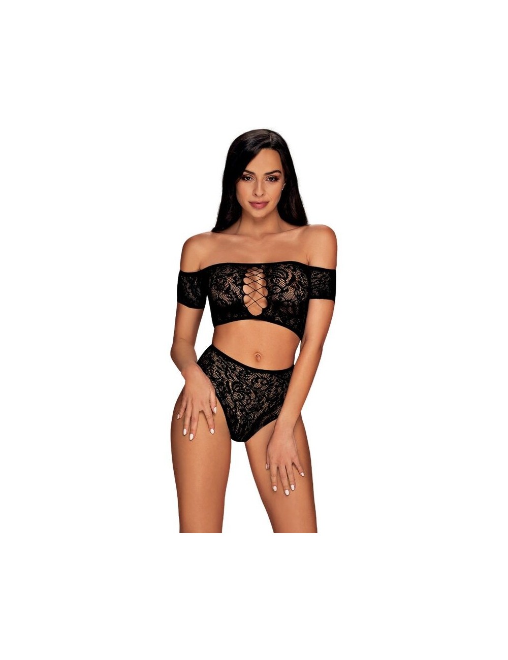 Lingerie - Ensembles de lingerie - OBSESSIVE - ENSEMBLE DEUX PIECES INESSITA - NOIR XL/XXL - Obsessive Sets