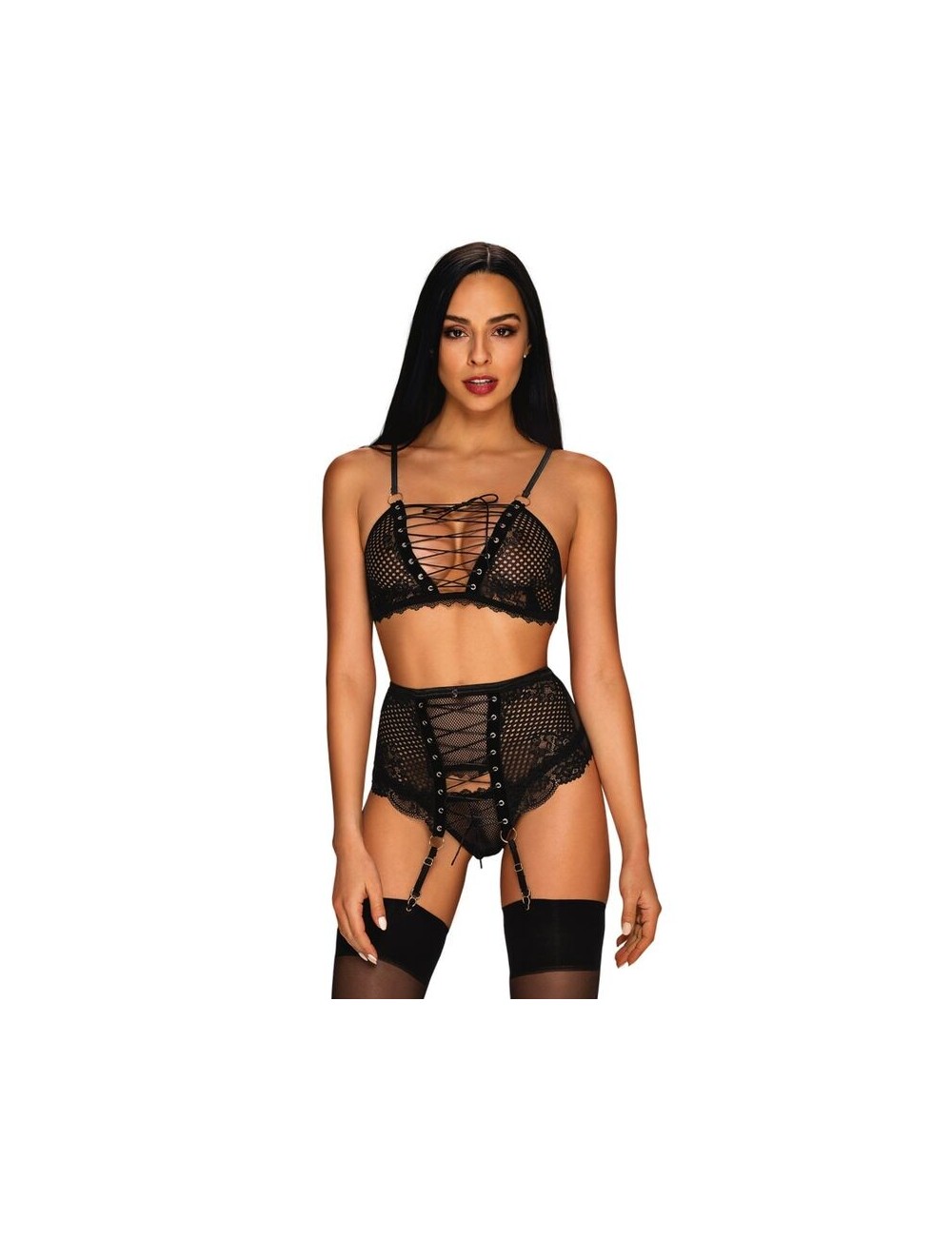 Lingerie - Ensembles de lingerie - OBSESSIVE - ENSEMBLE TROIS PIECES BASITTA S/M - Obsessive Sets Lingerie - Ensembles de lingerie - OBSESSIVE - ENSEMBLE TROIS PIECES BASITTA S/M - Obsessive Sets