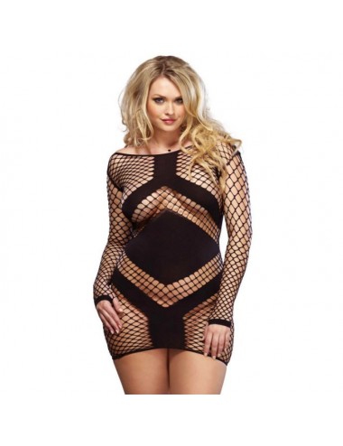 LEG AVENUE LONG SEEVED MINIDRESS NOIR GRANDE TAILLE 1X / 2X