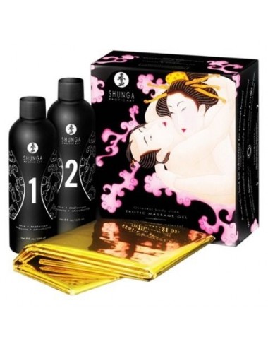 SHUNGA GEL DE MASSAGE ÃROTIQUE GLISSIÃRE CORPORELLE ORIENTALE FRESAS CON SHAMPAGNE - Huiles de massage - Shunga Kits