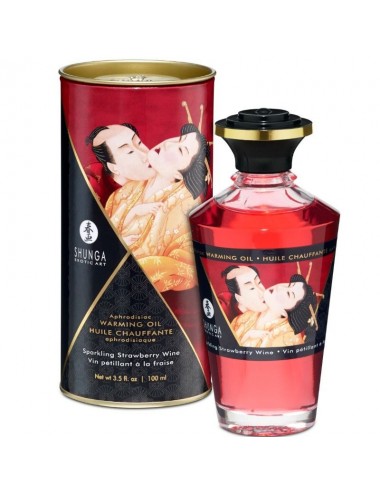 SHUNGA APHRODISIAQUE HUILE CHAUFFANTE VIN FRAISE MOUSSEUX 100 ML - Aphrodisiaques - Shunga Oils