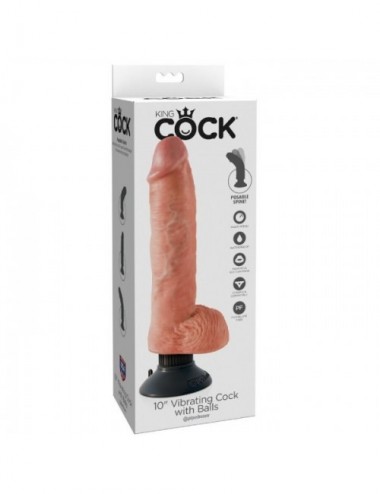 Sextoys - Double Dong - KING COCK BITE VIBRANTE 25,5 CM AVEC BILLES NOIR - King Cock