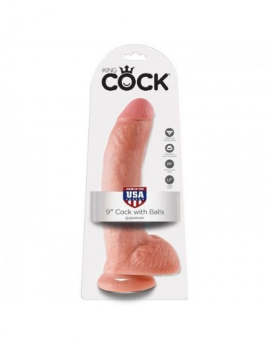 Sextoys - Godes & Plugs - KING COCK 9 CHAIR DE BITE AVEC BALLES 22.9 CM - King Cock