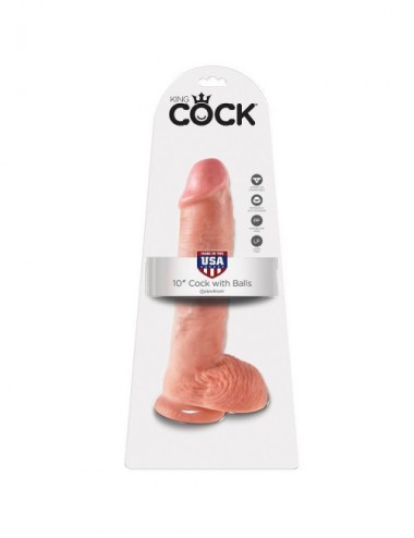 Sextoys - Godes & Plugs - KING COCK 10 CHAIR DE BITE AVEC BALLES 25,4 CM - King Cock