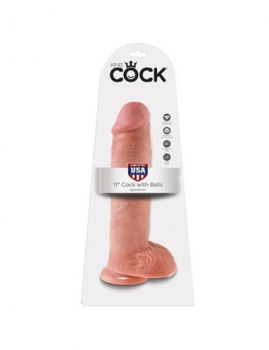 Sextoys - Godes & Plugs - KING COCK 11 CHAIR DE BITE AVEC BALLES 28 CM - King Cock