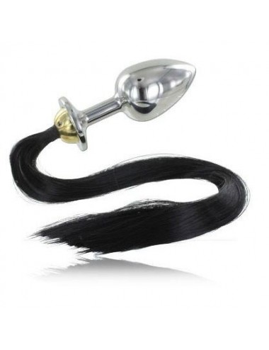 Sextoys - Godes & Plugs - PLUG ANAL PONEY CHEVEUX NOIR METALHARD 8.89CM - Metal Hard